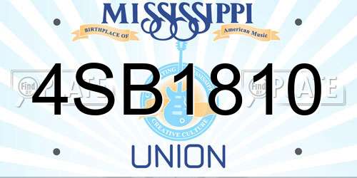 4SB1810 Mississippi License Plate