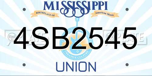 4SB2545 Mississippi License Plate