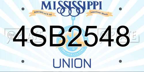 4SB2548 Mississippi License Plate