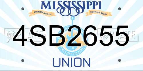 4SB2655 Mississippi License Plate