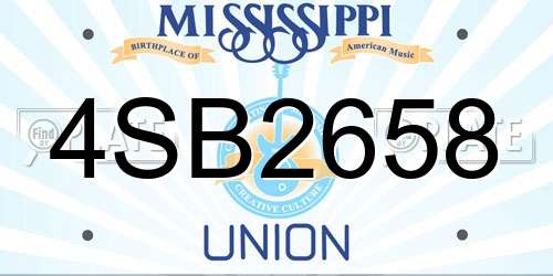 4SB2658 Mississippi License Plate
