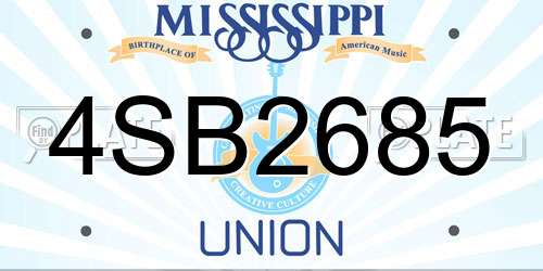 4SB2685 Mississippi License Plate