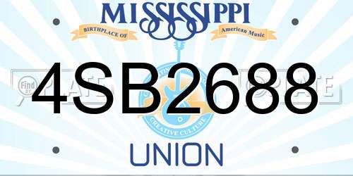 4SB2688 Mississippi License Plate