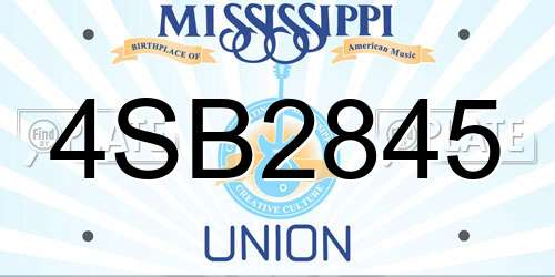 4SB2845 Mississippi License Plate