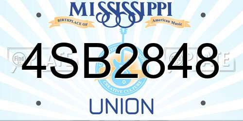 4SB2848 Mississippi License Plate