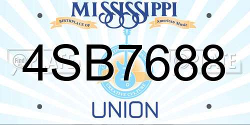 4SB7688 Mississippi License Plate