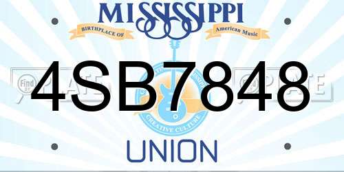 4SB7848 Mississippi License Plate