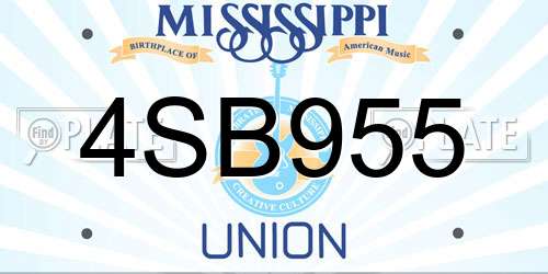 4SB955 Mississippi License Plate
