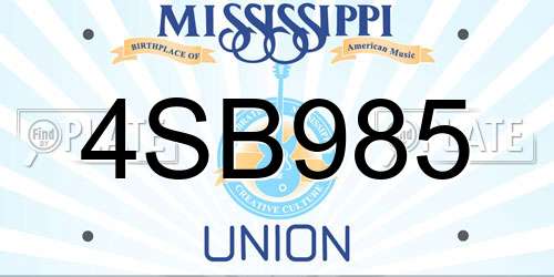 4SB985 Mississippi License Plate