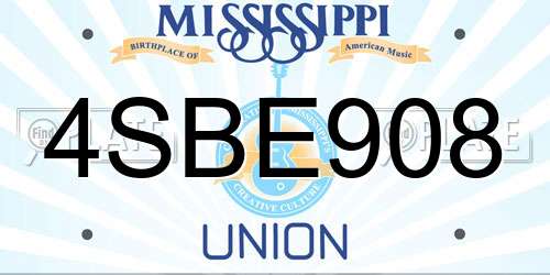 4SBE908 Mississippi License Plate