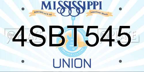 4SBT545 Mississippi License Plate
