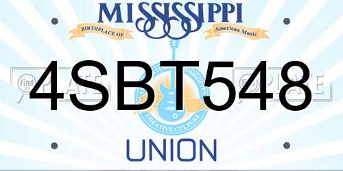 4SBT548 Mississippi License Plate