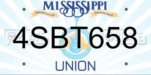 4SBT658 Mississippi License Plate