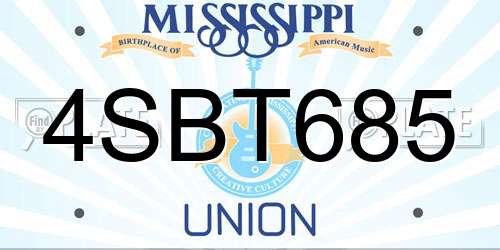4SBT685 Mississippi License Plate