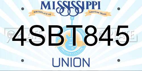 4SBT845 Mississippi License Plate
