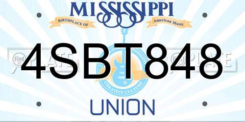4SBT848 Mississippi License Plate