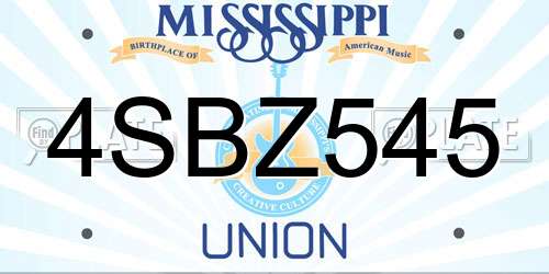 4SBZ545 Mississippi License Plate