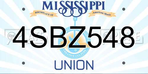 4SBZ548 Mississippi License Plate