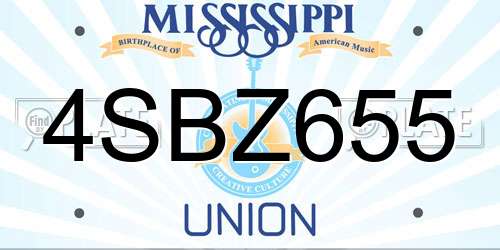 4SBZ655 Mississippi License Plate