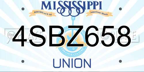 4SBZ658 Mississippi License Plate
