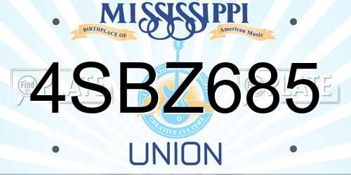 4SBZ685 Mississippi License Plate