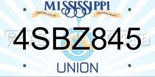 4SBZ845 Mississippi License Plate