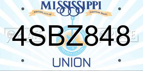 4SBZ848 Mississippi License Plate