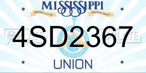 4SD2367 Mississippi License Plate