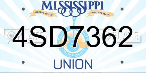 4SD7362 Mississippi License Plate
