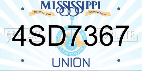 4SD7367 Mississippi License Plate