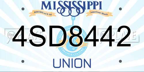 4SD8442 Mississippi License Plate