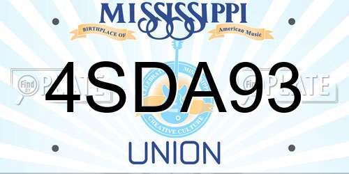 4SDA93 Mississippi License Plate