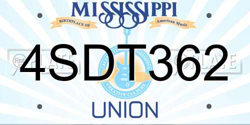 4SDT362 Mississippi License Plate