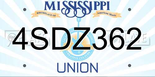 4SDZ362 Mississippi License Plate