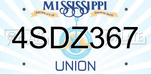 4SDZ367 Mississippi License Plate