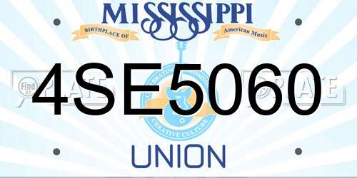 4SE5060 Mississippi License Plate