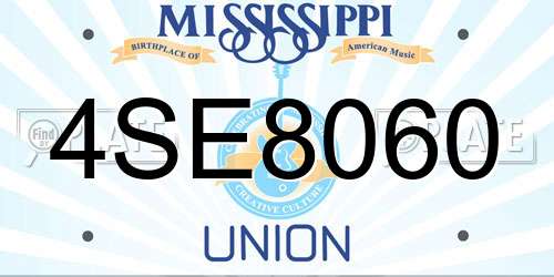 4SE8060 Mississippi License Plate