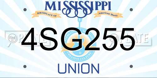 4SG255 Mississippi License Plate