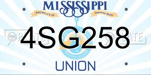 4SG258 Mississippi License Plate