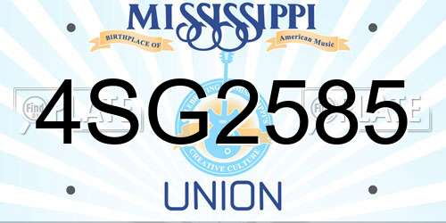 4SG2585 Mississippi License Plate