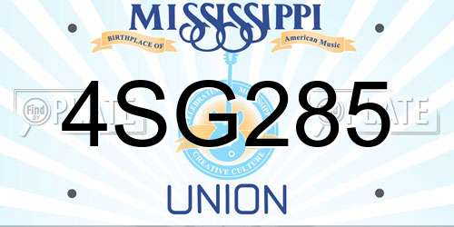 4SG285 Mississippi License Plate