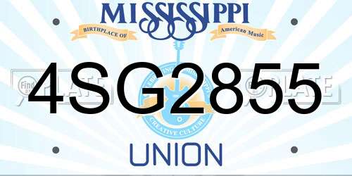 4SG2855 Mississippi License Plate