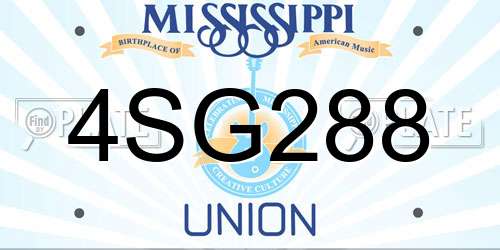 4SG288 Mississippi License Plate