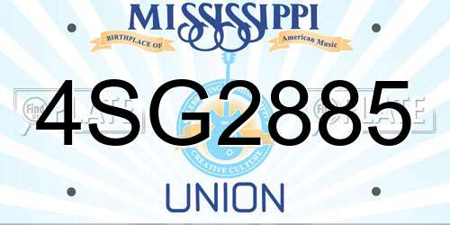 4SG2885 Mississippi License Plate