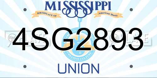 4SG2893 Mississippi License Plate
