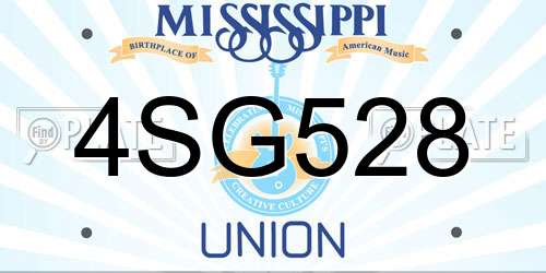 4SG528 Mississippi License Plate