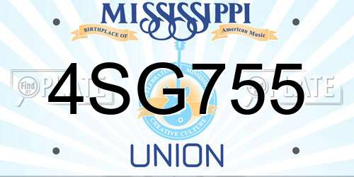 4SG755 Mississippi License Plate