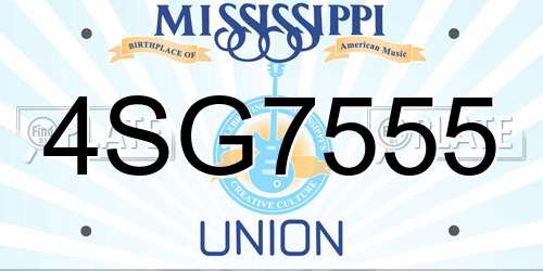 4SG7555 Mississippi License Plate