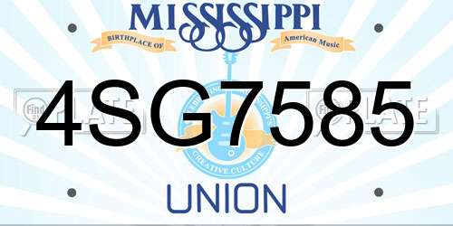 4SG7585 Mississippi License Plate