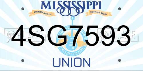 4SG7593 Mississippi License Plate